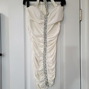 ‼️SOLD‼️ 
Stretchy Halter Dress w Faux Diamond Stones